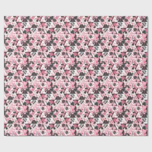 Papier Cadeau Patchwork Tropical : Flamant rose Watermelon Seaml (Plat)