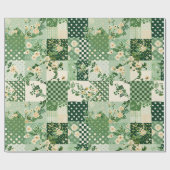 Papier Cadeau Patchwork vert antique géométrique à carreaux (Plat)