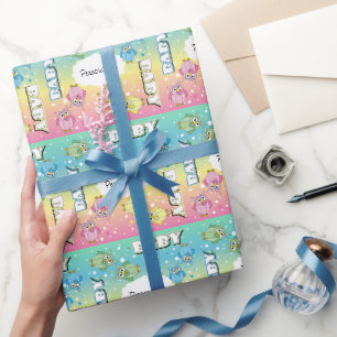 Papier Cadeau Pâte Bébé Polka Dot Owls