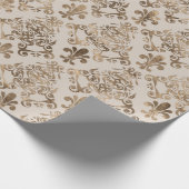 Papier Cadeau Pâte d'or motif à fleur de lis (Coin)