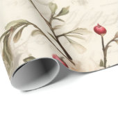 Papier Cadeau Patel Rouge Vert rose Poinsettia Noël (Coin rond)