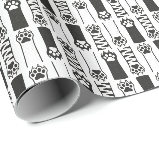 Papier Cadeau Pâtes de chat (Coin rond)
