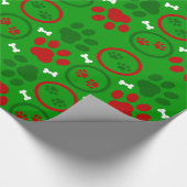 Papier Cadeau Pâtes de chien et os Enveloppement de Noël (Coin)