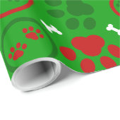 Papier Cadeau Pâtes de chien et os Enveloppement de Noël (Coin rond)