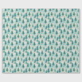 Papier Cadeau Pâtes douces vert sapins forêt d'hiver (Plat)