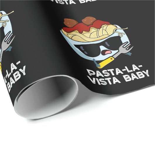 Papier Cadeau Pâtes-la-vista Bébé Drôle Nourriture Pâte Pun Dark (Coin rond)