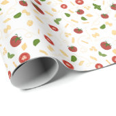 Papier Cadeau Pâtes Tomate Basilic Vert Rouge (Coin rond)