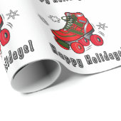 Papier Cadeau Patin de rouleau de Noël : Bonnes fêtes (Coin rond)