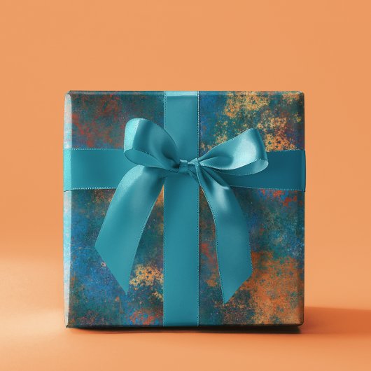Papier Cadeau Patina Copper Distressed Turquoise 
