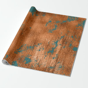 Papier Cadeau Patina Turquoise de rouille de cuivre Métallic Abs