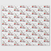 Papier Cadeau Patinage sur glace de Noël (Plat)