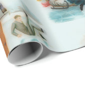 Papier Cadeau Patinage sur glace en Norvège - drôle de graphisme (Coin rond)