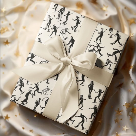 Papier Cadeau Patinage sur glace moderne hiver Croquis vacances 