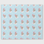 Papier Cadeau Patinage sur glace Pingouin bleu (Plat)