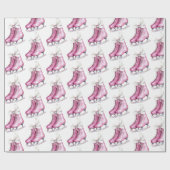 Papier Cadeau Patinage sur glace rose, Noël (Plat)