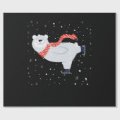 Papier Cadeau Patinage sur glace sur les ours polaires à Noël (Plat)
