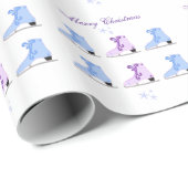 Papier Cadeau Patins à glace bleus et violets (Coin rond)