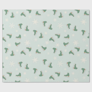 Papier Cadeau patins à glace vert menthe