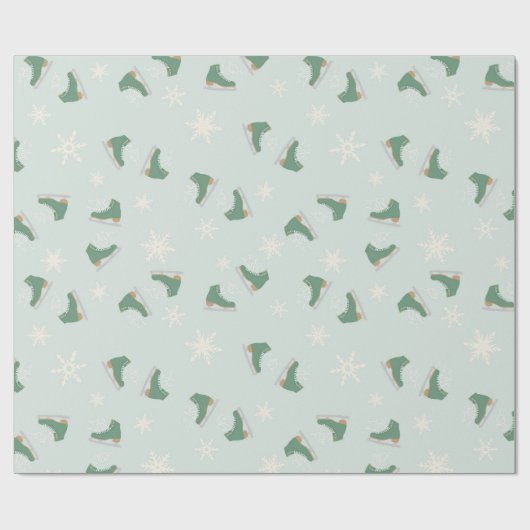 Papier Cadeau patins à glace vert menthe (Plat)