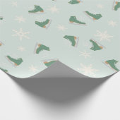 Papier Cadeau patins à glace vert menthe (Coin)