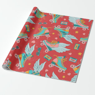Papier Cadeau Patins à rouleaux aux couleurs vives avec et sans
