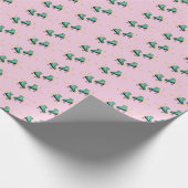 Papier Cadeau Patins à rouleaux rétrogrades : motif rose. (Coin)