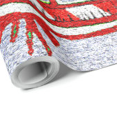 Papier Cadeau Patins de glace de Noël - (Coin rond)