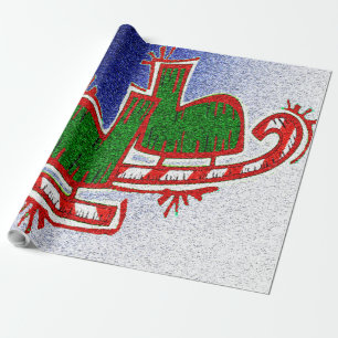 Papier Cadeau Patins de glace de Noël -