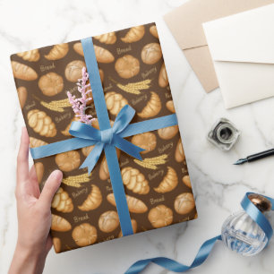 Papier Cadeau pâtisserie carrelée mignonne motif de pain