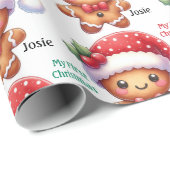 Papier Cadeau Pâtisserie de Noël au gingembre pour bébé avec pré (Coin rond)