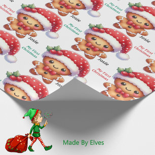 Papier Cadeau Pâtisserie de Noël au gingembre pour bébé avec pré
