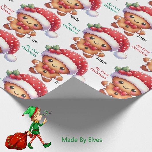 Papier Cadeau Pâtisserie de Noël au gingembre pour bébé avec pré