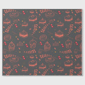 Papier Cadeau Pâtisserie Doodle Motif (Plat)