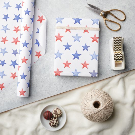 Papier Cadeau Patriotic Red White & Blue Stars (Artisanat)