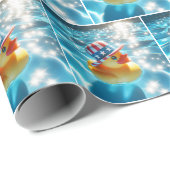 Papier Cadeau Patriotic Rubber Duck In Pool (Coin rond)