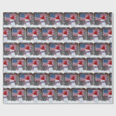 Papier Cadeau Patriotic Snowman With American Flag (Plat)