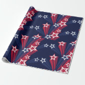 Papier Cadeau Patriotique 4 juillet Étoiles Rouge Blanc Et Bleu (Déroulé)