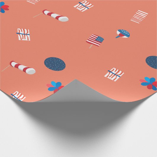 Papier Cadeau Patriotique Popsicles et drapeaux d'air enveloppan (Coin)