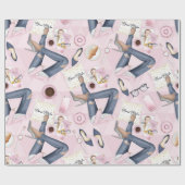 Papier Cadeau Patron de fille tiré à la main (Plat)