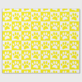 Papier Cadeau Patrouilles De Chien Jaune Et Blanc En Carré (Plat)