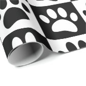 Papier Cadeau Patrouilles De Chien Noir Et Blanc En Carré (Coin rond)