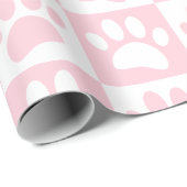 Papier Cadeau Patrouilles De Chien Rose Et Blanc Pastel En Carré (Coin rond)