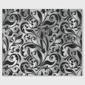 Papier Cadeau Patten simple Noir et Argent sans joint-22 (Plat)