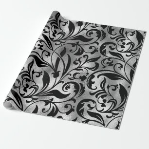 Papier Cadeau Patten simple Noir et Argent sans joint-22