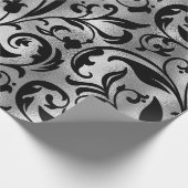 Papier Cadeau Patten simple Noir et Argent sans joint-22 (Coin)