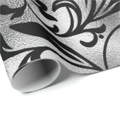 Papier Cadeau Patten simple Noir et Argent sans joint-22 (Coin rond)