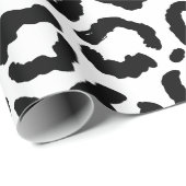 Papier Cadeau Patteries du Black White Leopard animal (Coin rond)