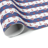 Papier Cadeau Patteries Nautical Stars and Stripes (Coin rond)