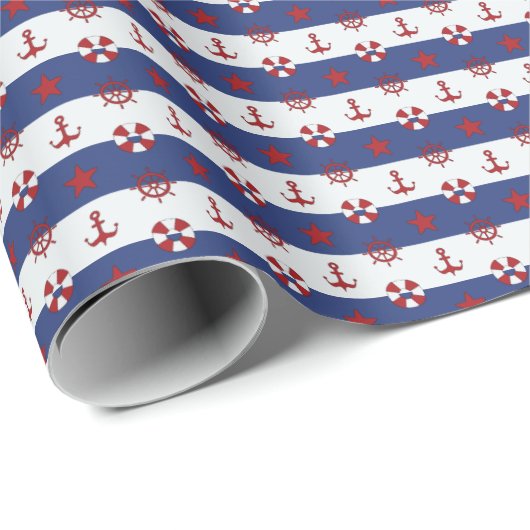 Papier Cadeau Patteries Nautical Stars and Stripes (Coin rond)