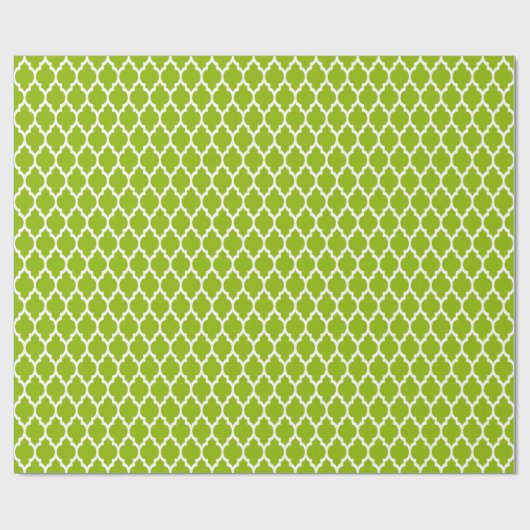 Papier Cadeau Pattern Apple Green White Moroccan Quatrefoil (Plat)